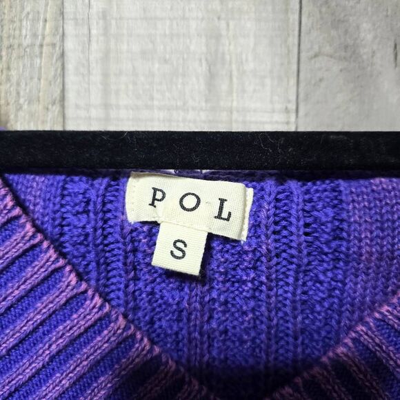 Pol Purple Mineral Wash Cable Knit Hooded Sweater - Picture 3 of 4